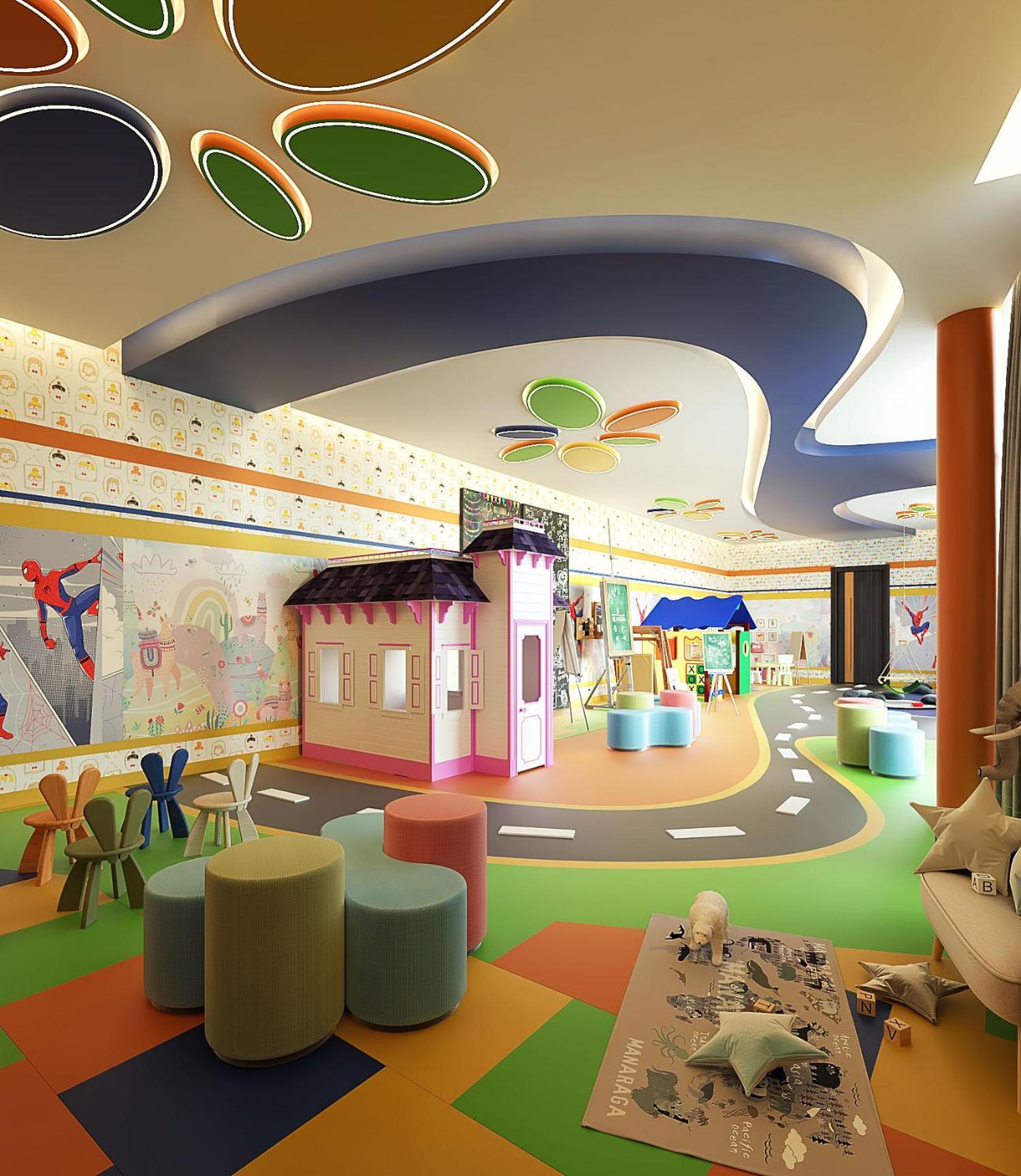 Royal M Al Aqah Beach Resort By Gewan Exterior foto 3D rendering of a children's hospital waiting room